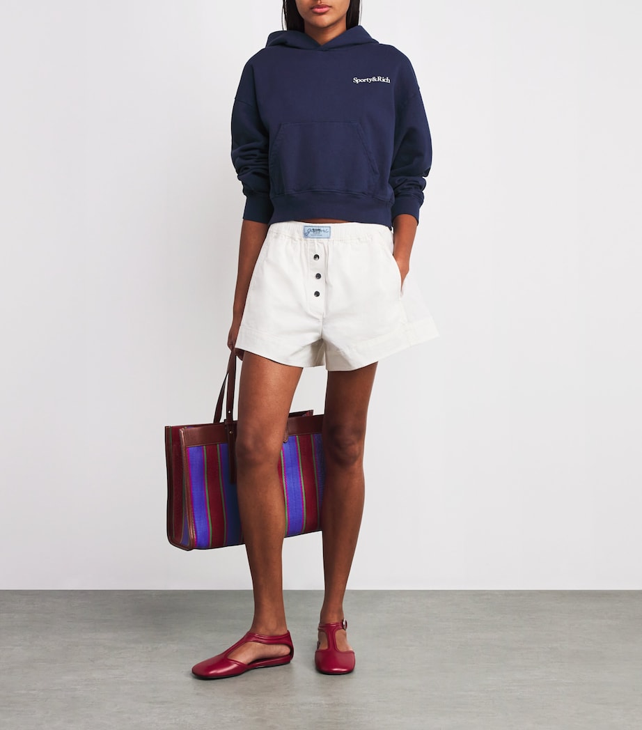 Navy Health Is Wealth Cropped Hoodie