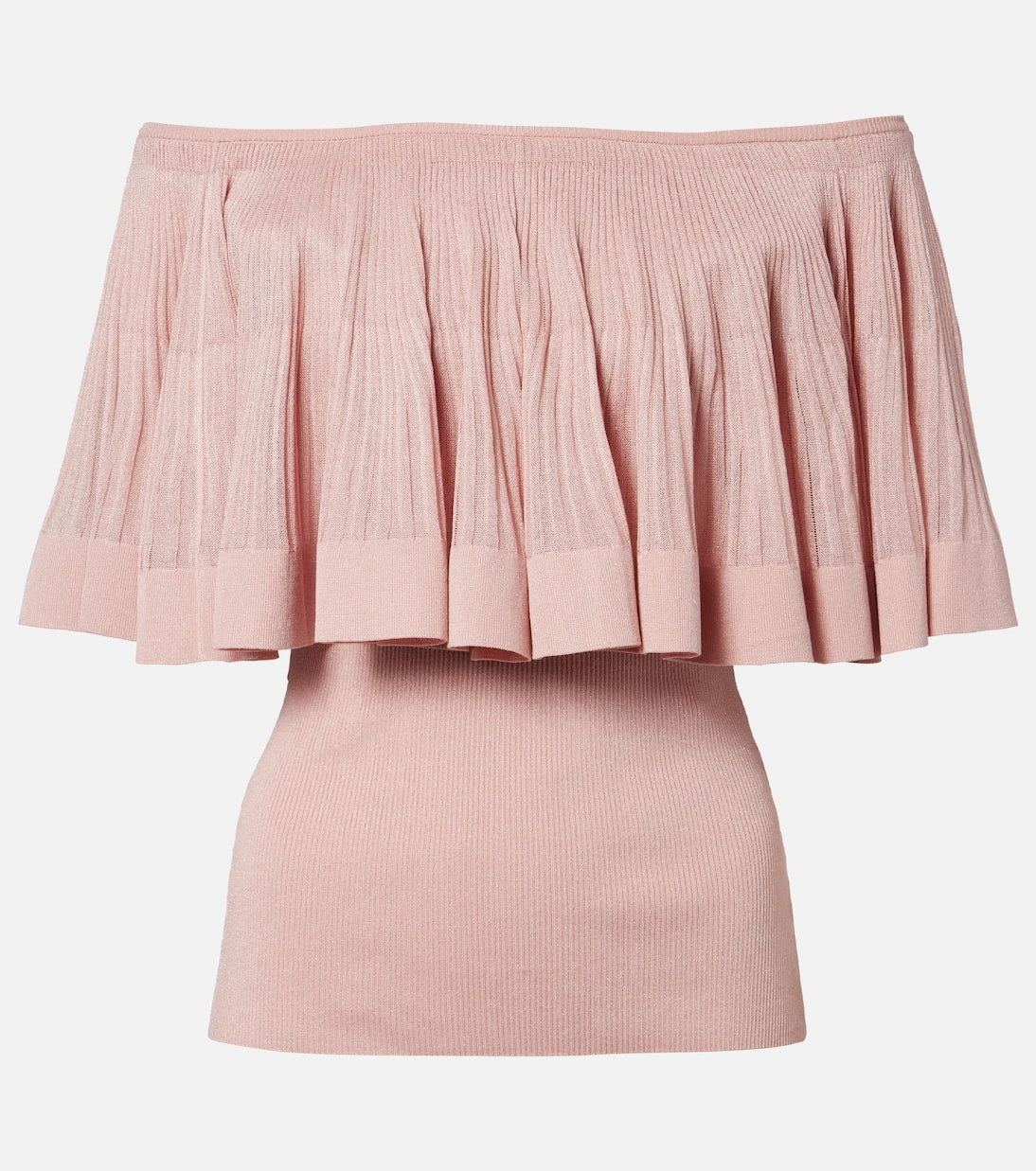 Zimmermann - Luna knitted ruffled off-shoulder top