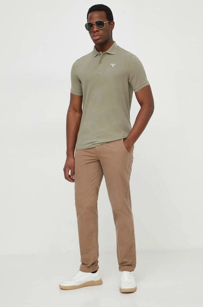 Barbour yakalı erkek pamuklu tişört ESSENTIALS