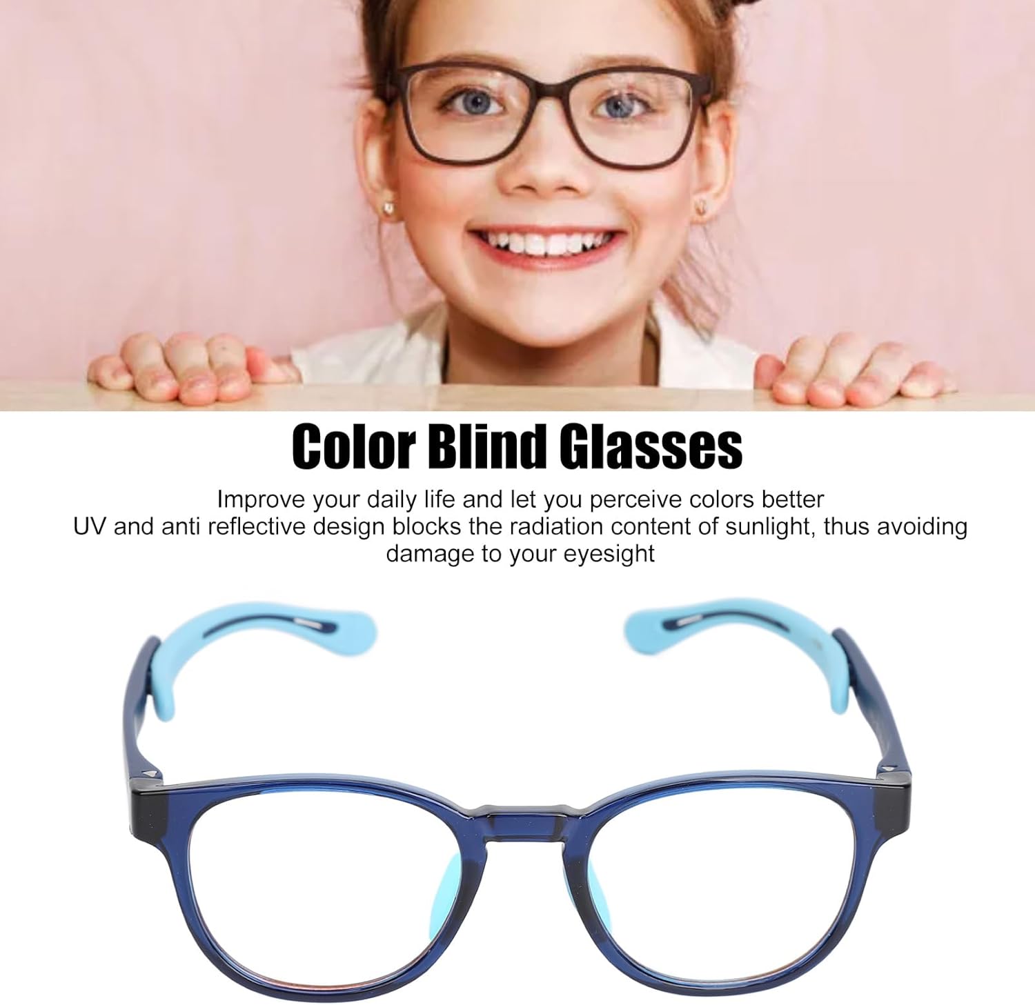 ColorsU - Kids Indoor Protan Colour Blind Glasses Blue