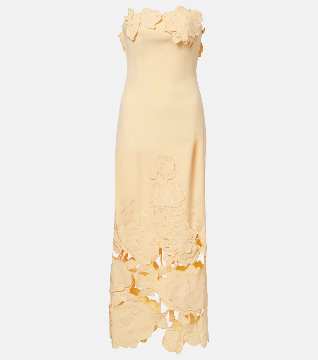 Leo Lin - Rayna floral-appliqué strapless midi dress