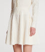 Balmain White Crocodile-Knit Flared Midi Skirt