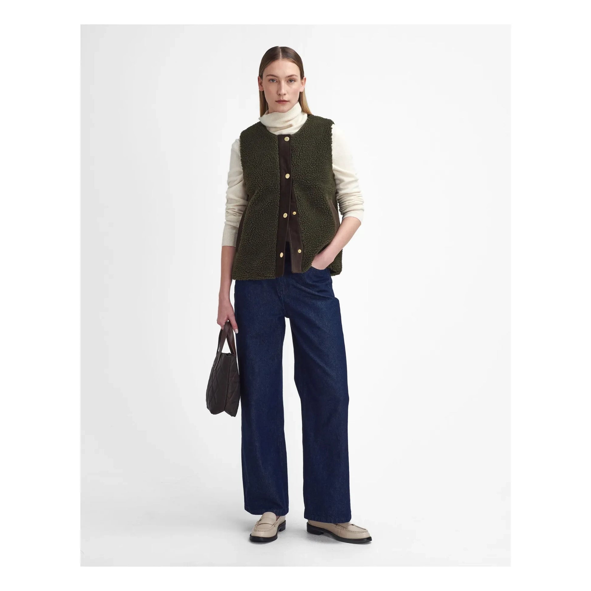 Barbour - Dulsie Shearling Sleeveless Jacket | Olive green