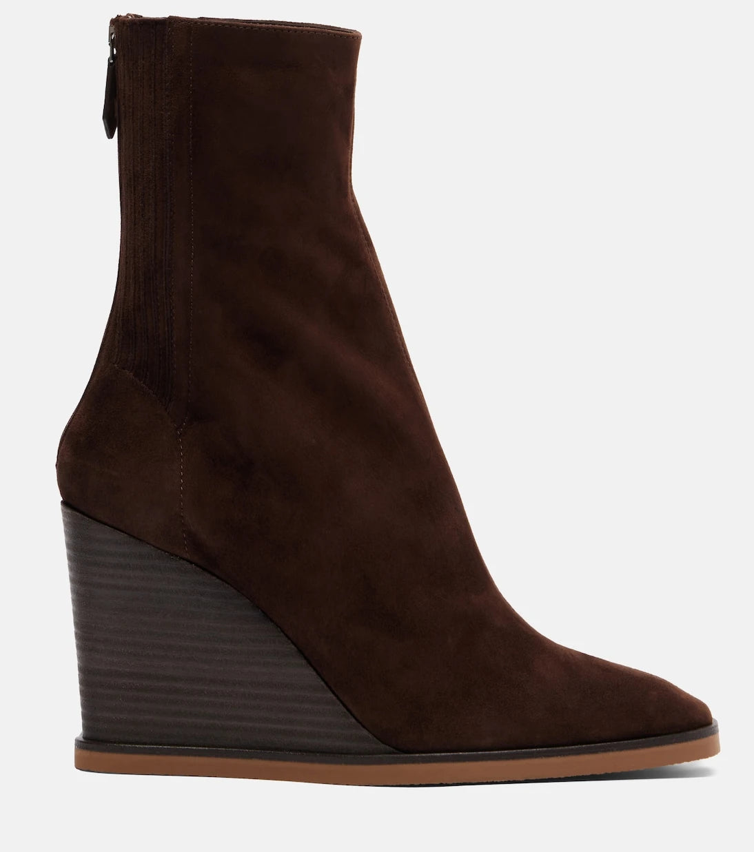 Aquazzura - حذاء الكاحل سانت أونوريه 85 بكعب ويدج من الشمواه