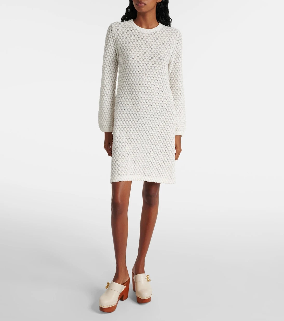 Chloé - Waffle-knit cotton sweater dress