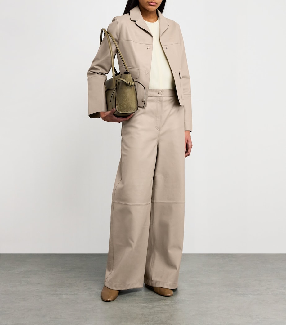 Yves Salomon Beige Lambskin Wide-Leg Trousers