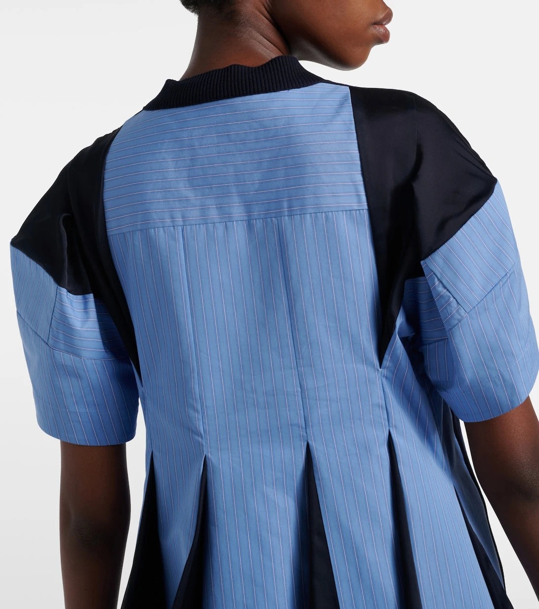 Sacai - Paneled cotton-blend minidress