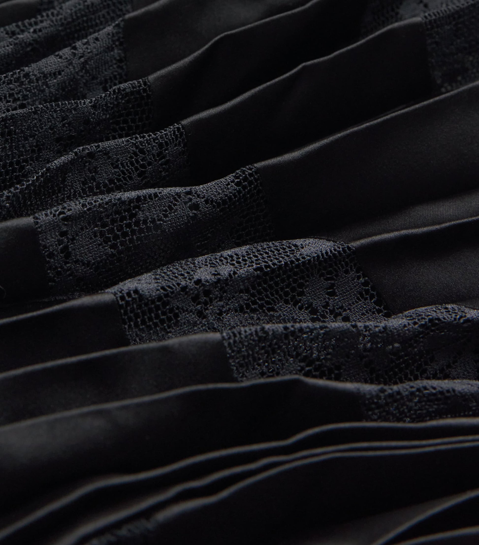 Claudie Pierlot Black Lace-Trim Pleated Maxi Skirt