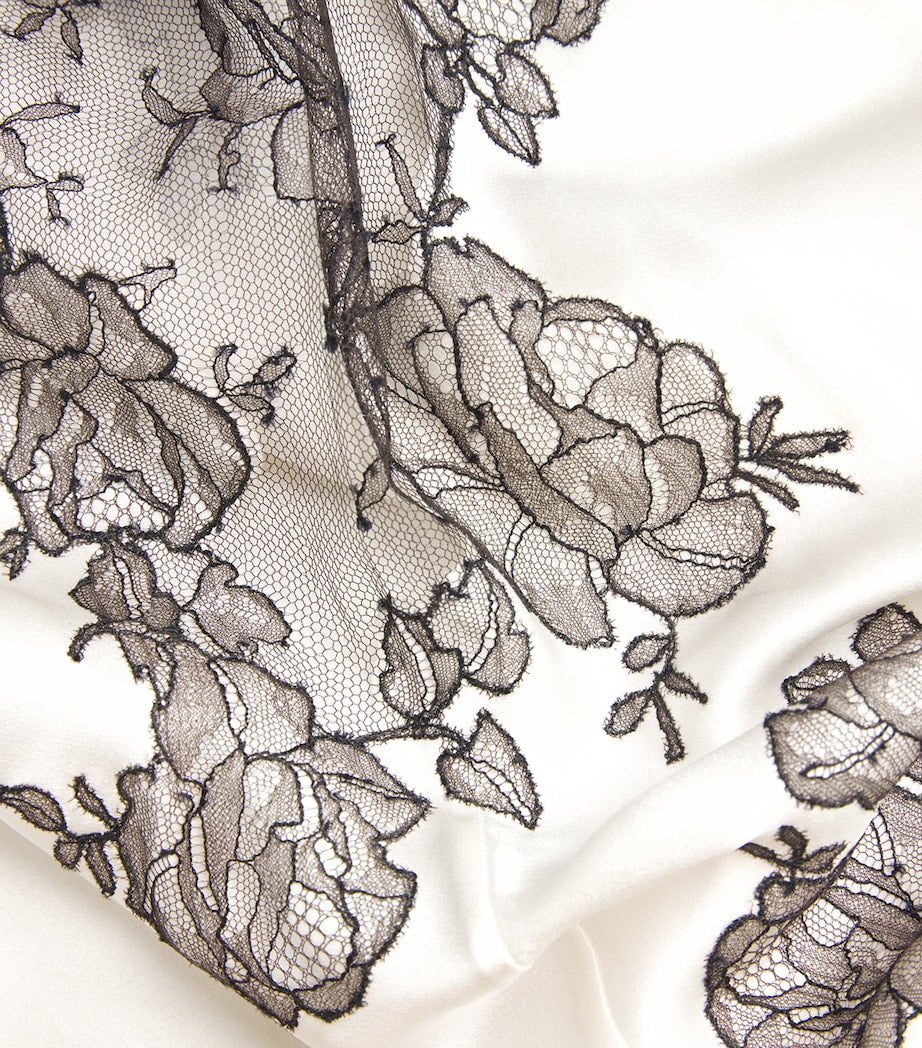 Carine Gilson Beige Silk Lace-Trim Short Slip Dress