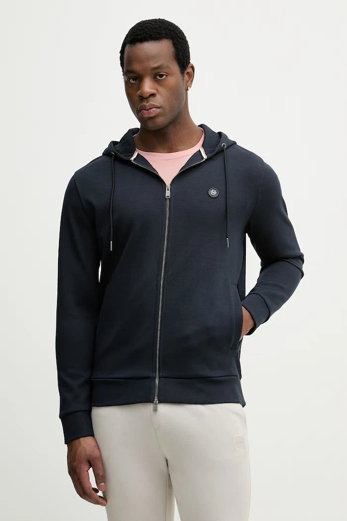 BOSS erkek pamuklu kapüşonlu ve fermuarlı sweatshirt C-Spence 01