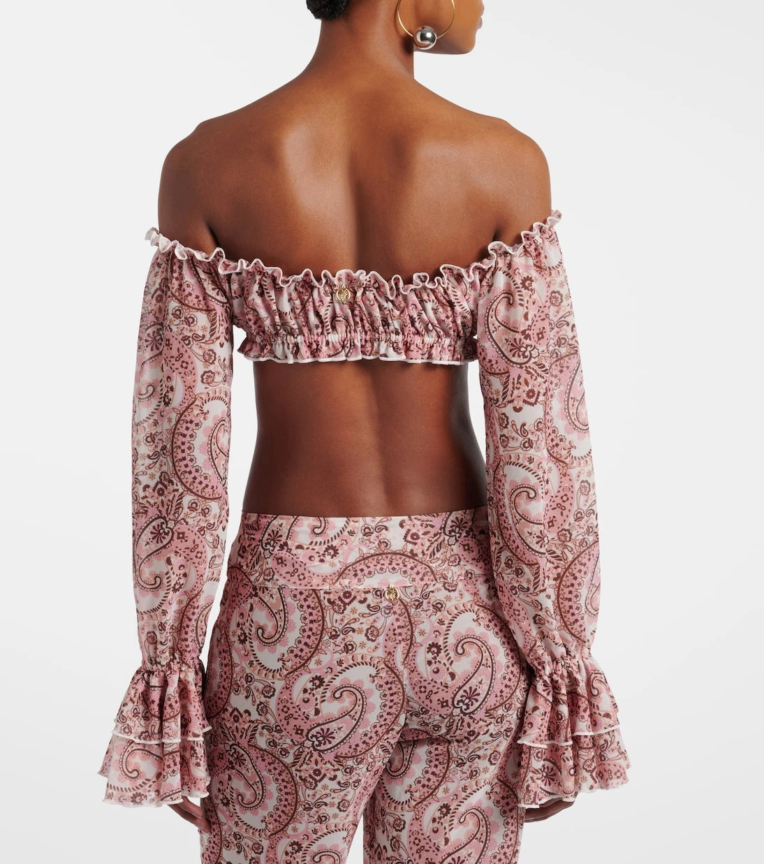 Bananhot - Elma off-shoulder paisley crop top