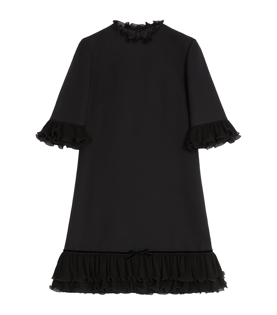 Valentino Black Silk Ruffled Mini Dress