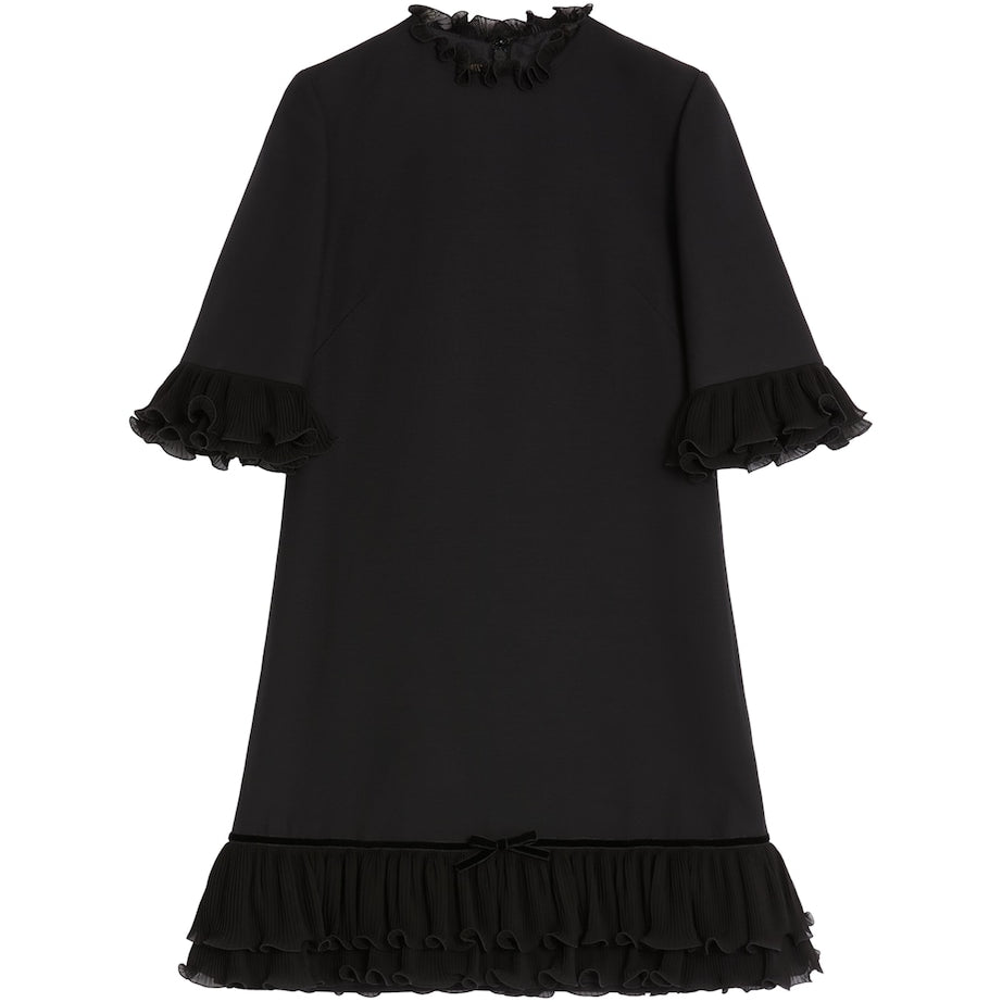 Valentino Black Silk Ruffled Mini Dress