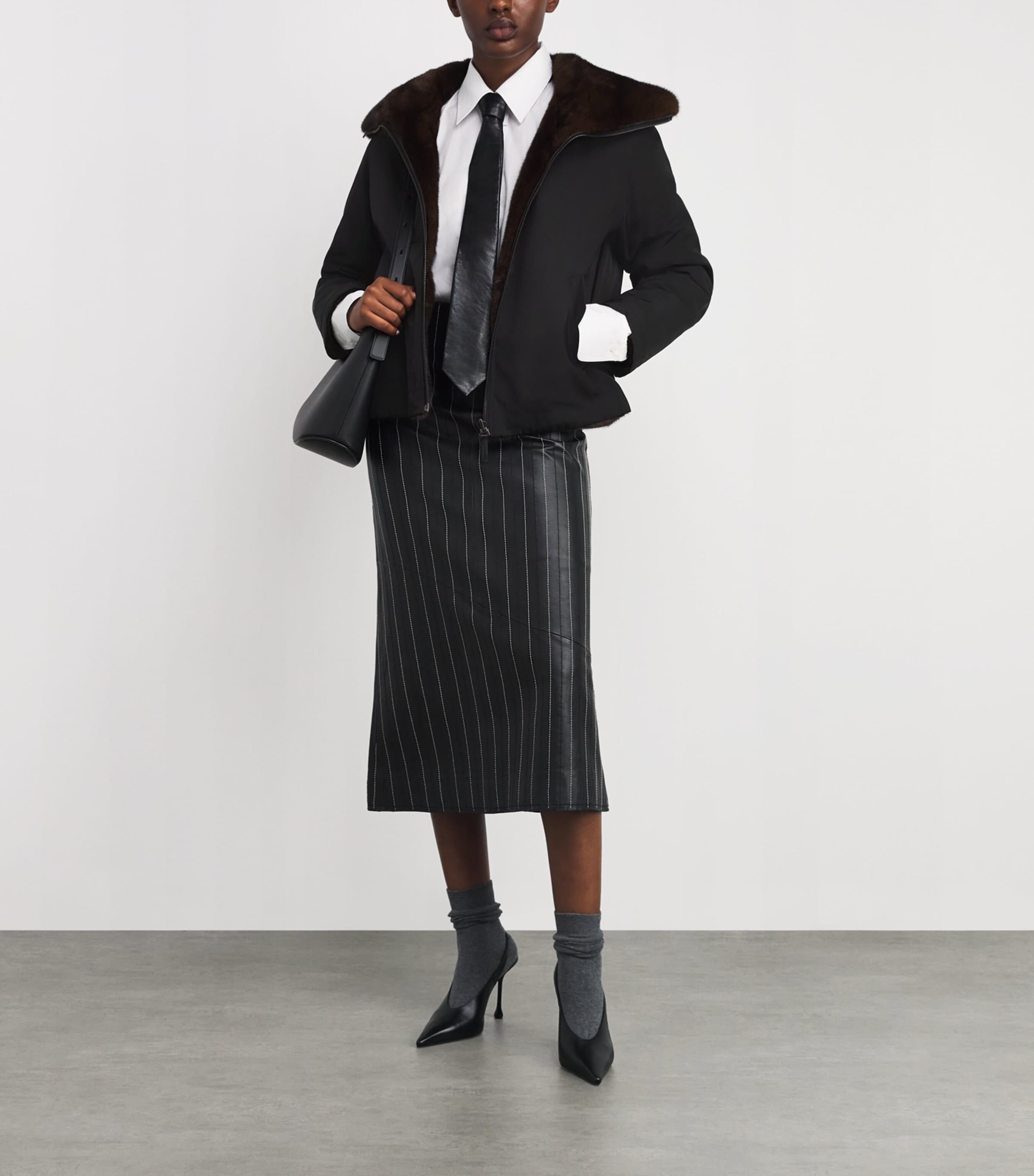 Yves Salomon Black Down-Mink Reversible Puffer Jacket (60cm)