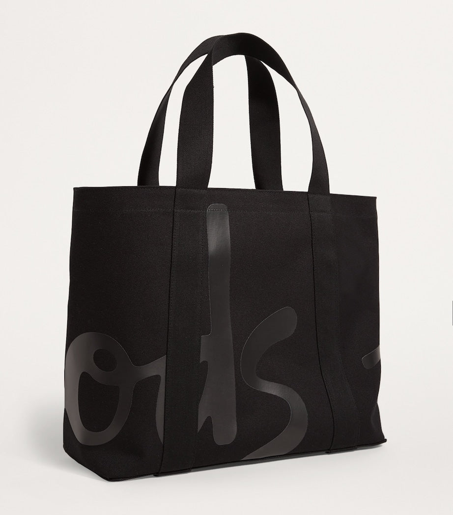 Black Medium Cotton Logo Tote Bag