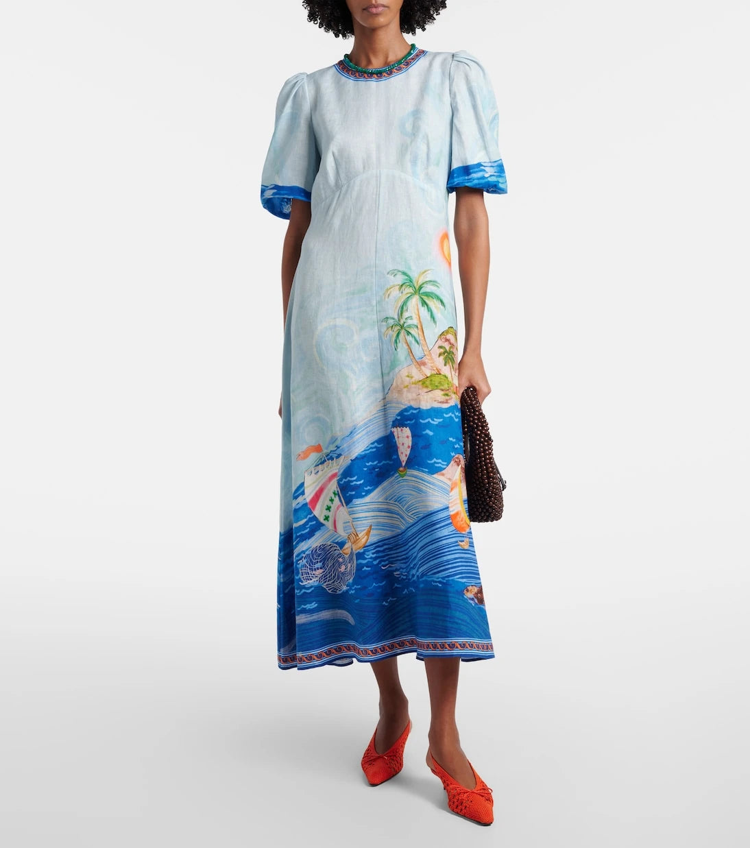 Alémais - Printed linen midi dress