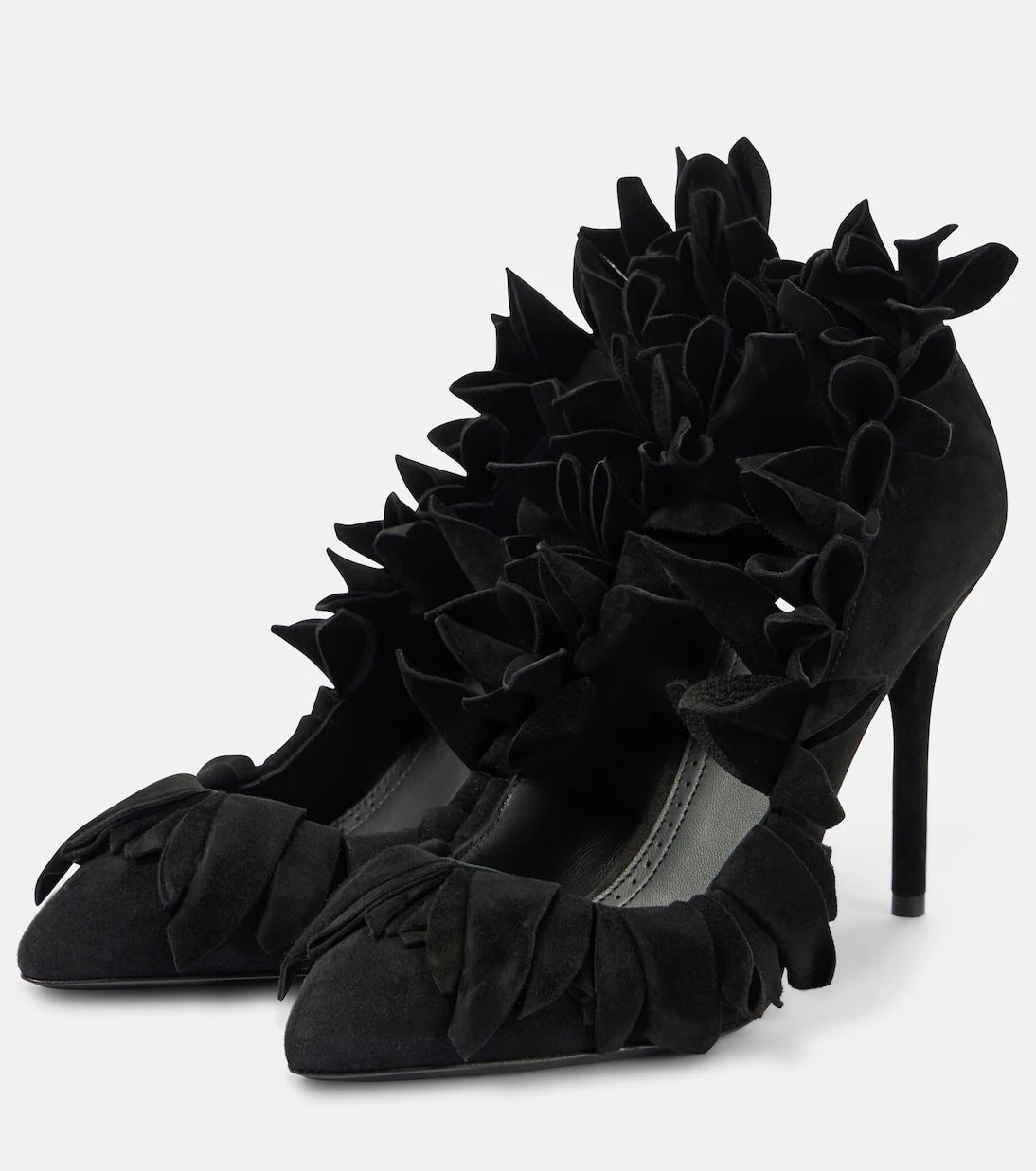 Alaïa - Petal ruffled suede pumps