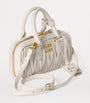 Miu Miu White Mini Matelassé Leather Arcadie Top-Handle Bag