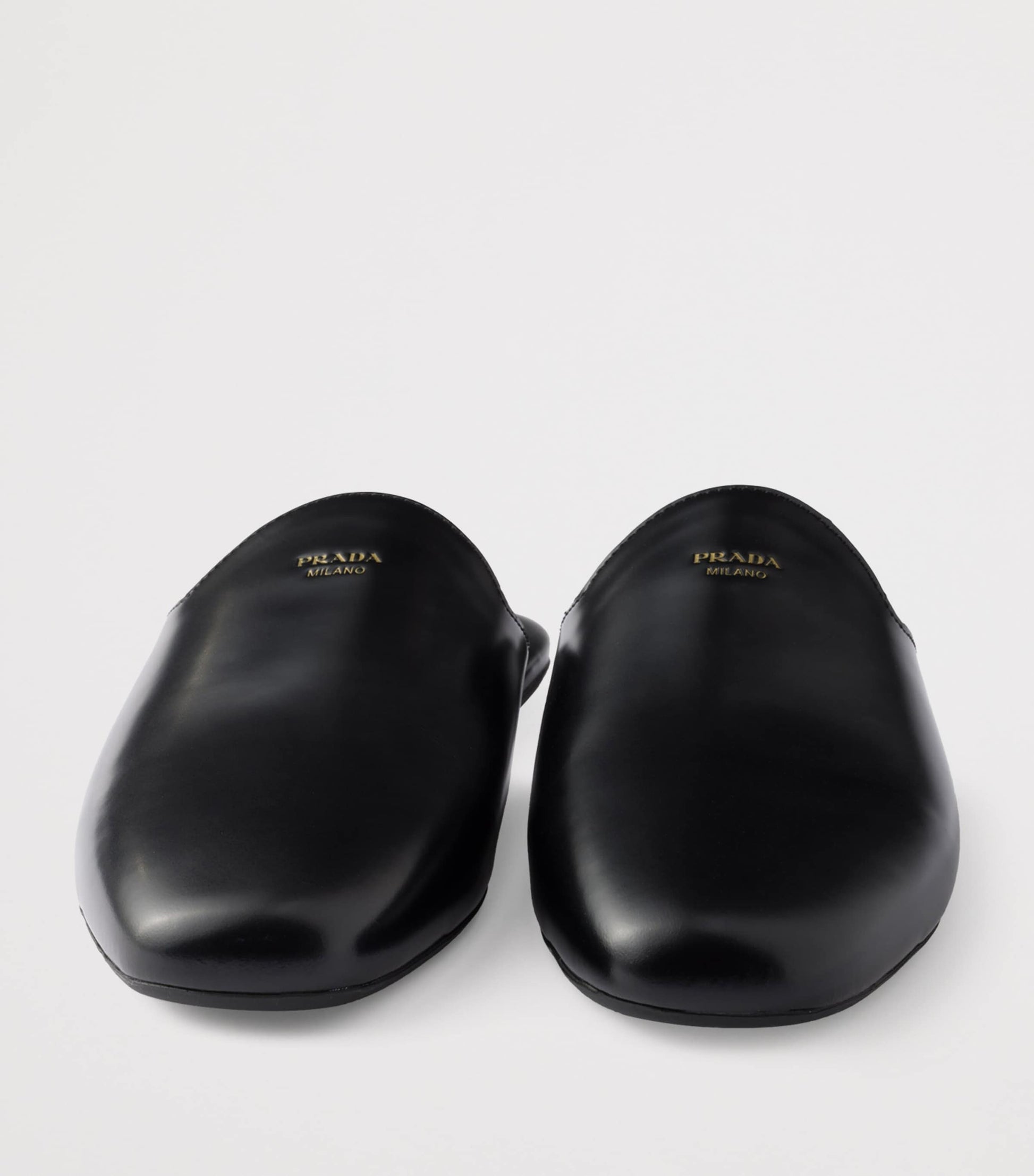 Prada Black Leather Flat Mules