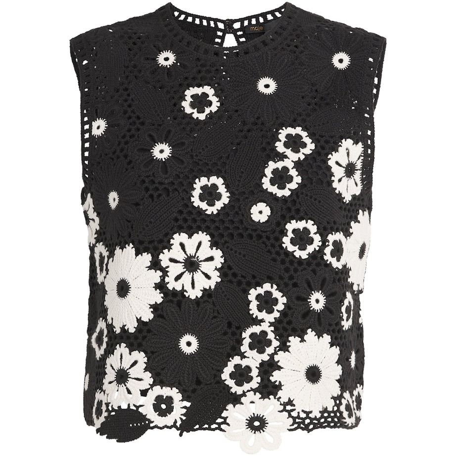Multi Cotton Crochet Floral Top