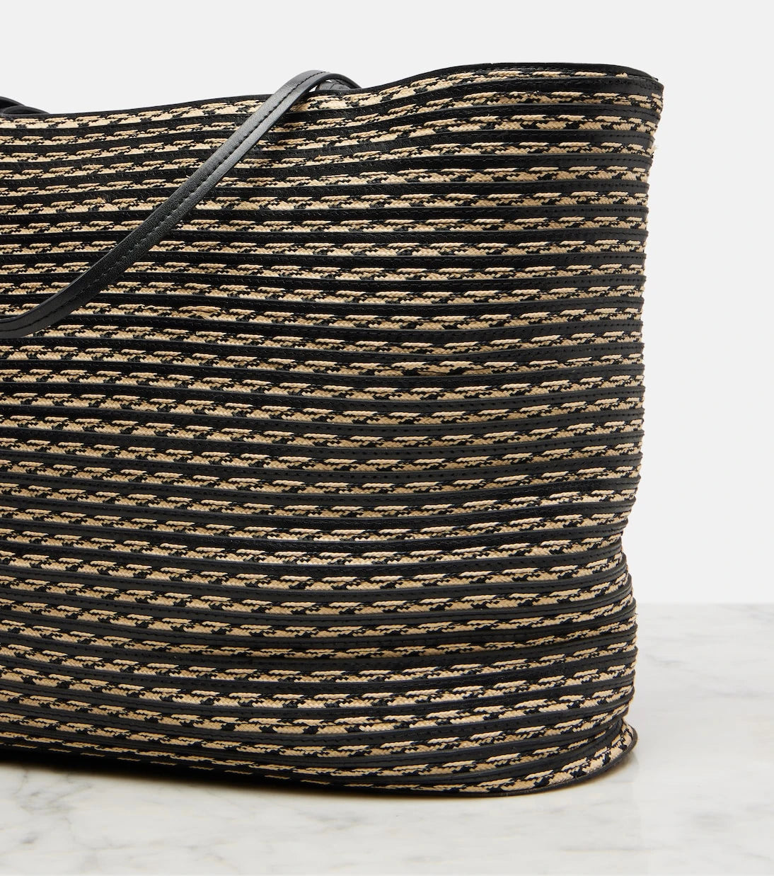 The Row - Beau Large leather-trimmed raffia tote bag