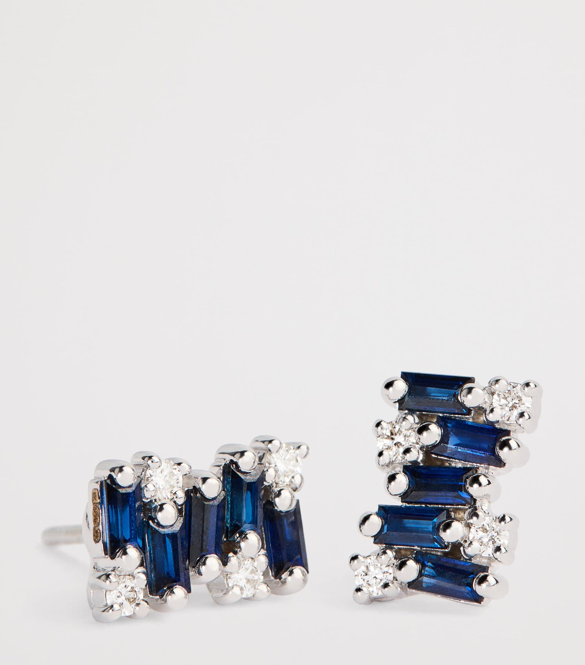 White Gold, Sapphire and Diamond Shimmer Stud Earrings