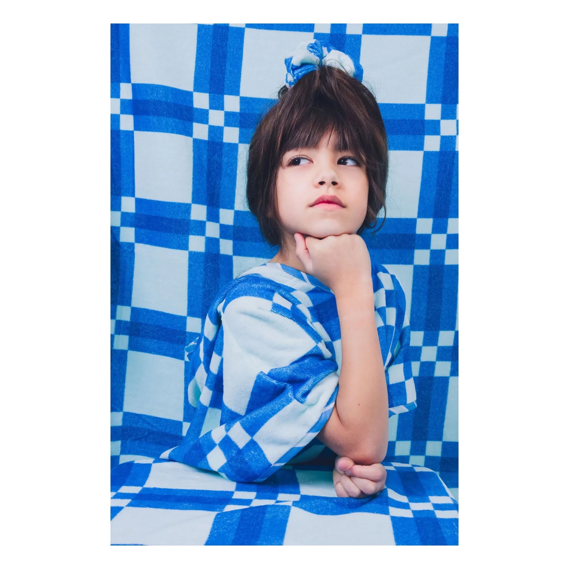 Jera Mini - Beach Towel Ruffles Tiles Terrycloth | Blue
