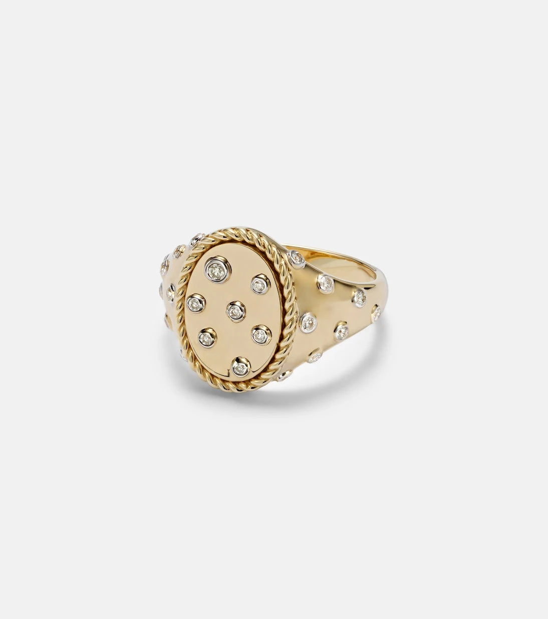 Yvonne Léon - Plumetis 9kt gold ring with diamonds