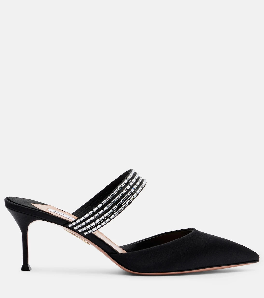 Aquazzura - Luce 65 embellished satin mules
