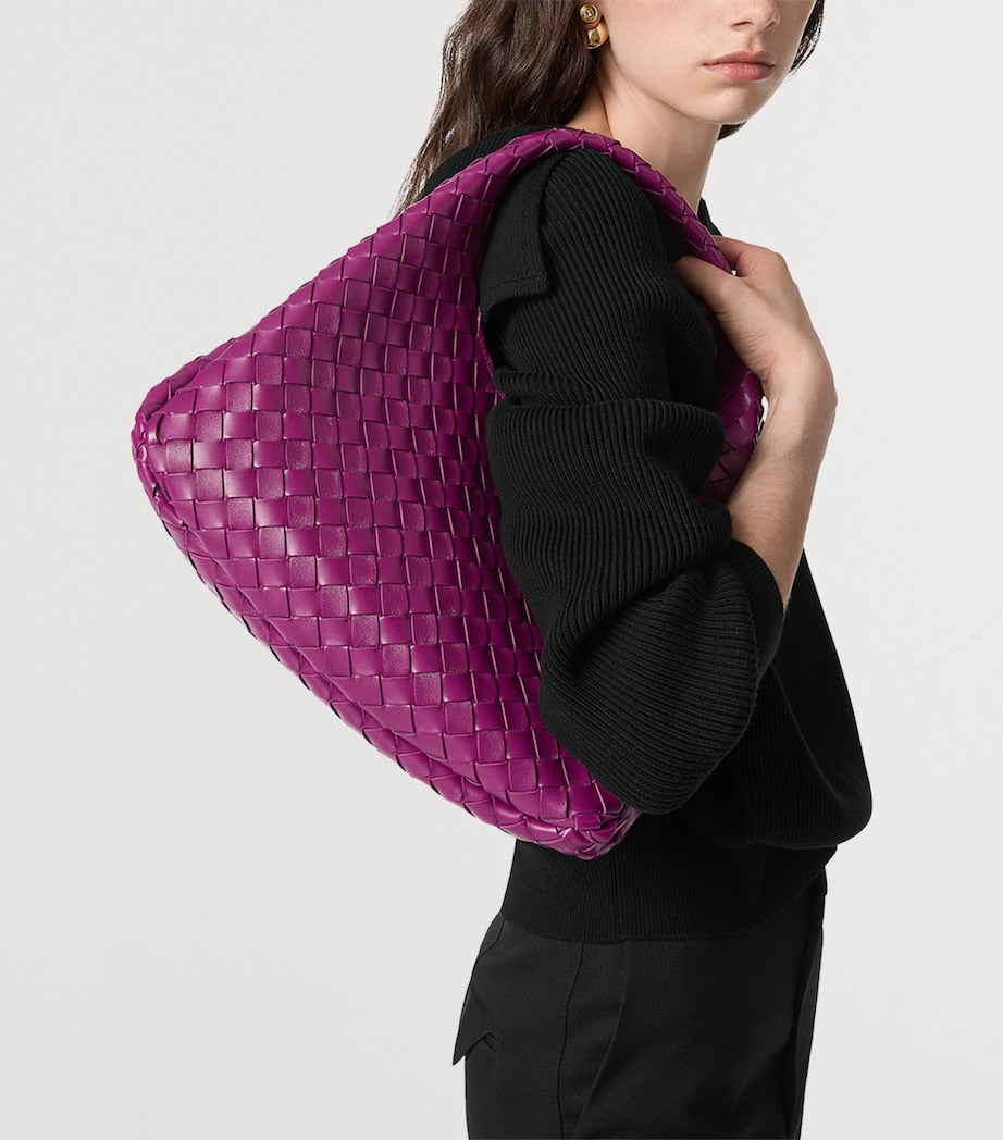 Medium Leather Intrecciato Campana Shoulder Bag