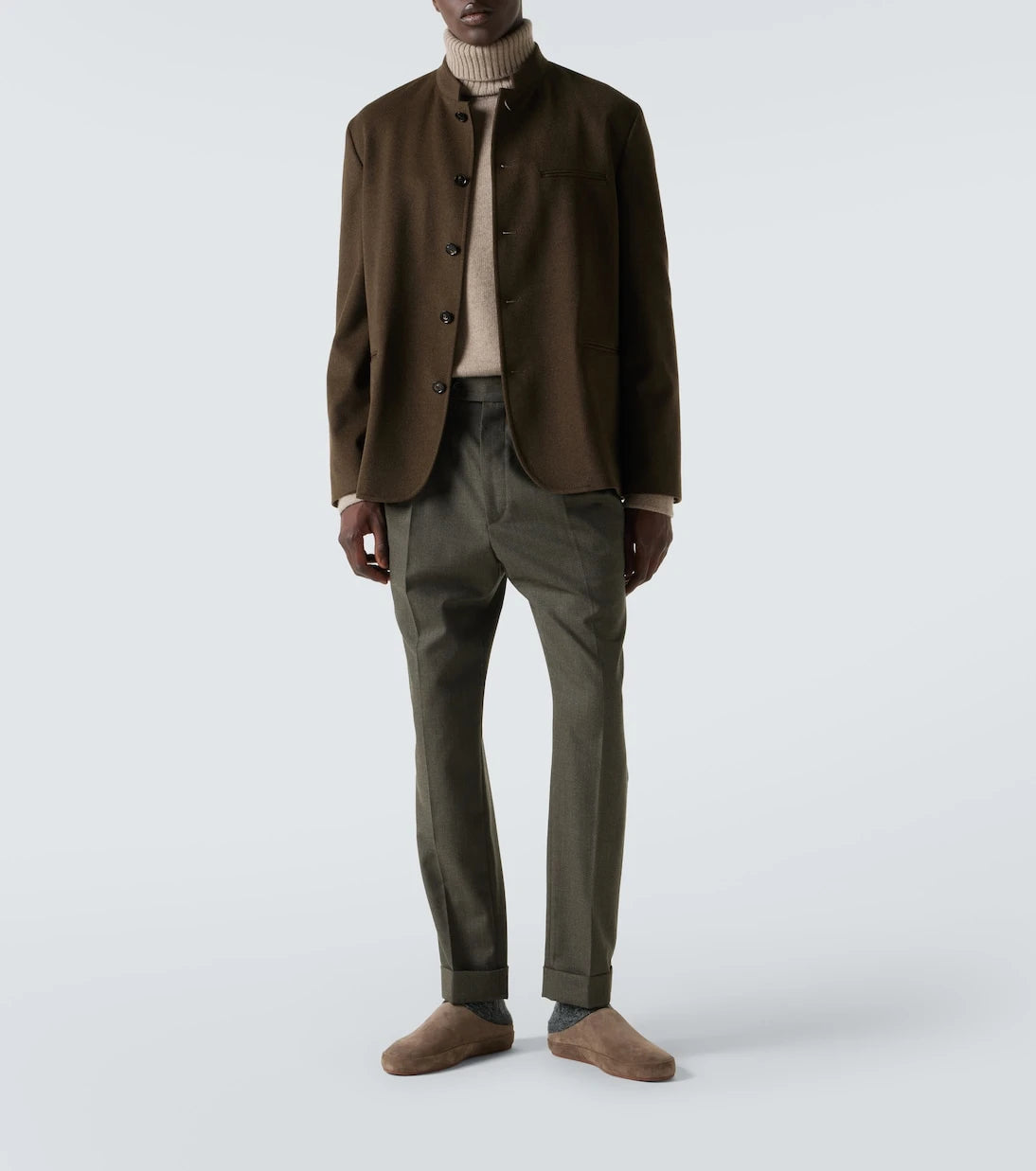 Loro Piana - جاكيت صوف كاش ويش بقصة صف أزرار واحد