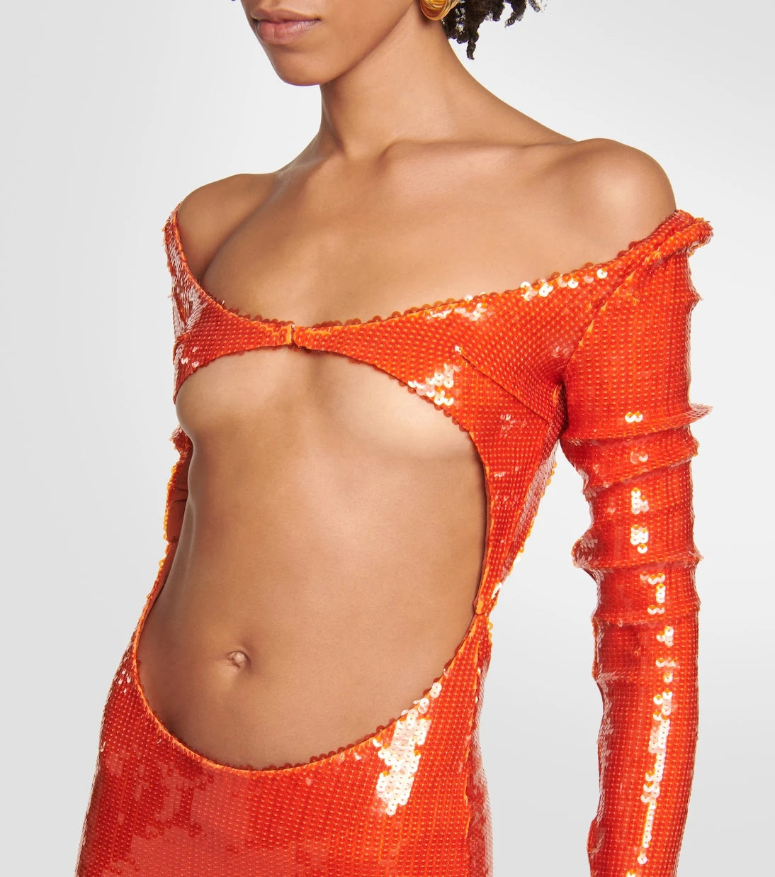 LaQuan Smith - Sequined cutout off-shoulder gown