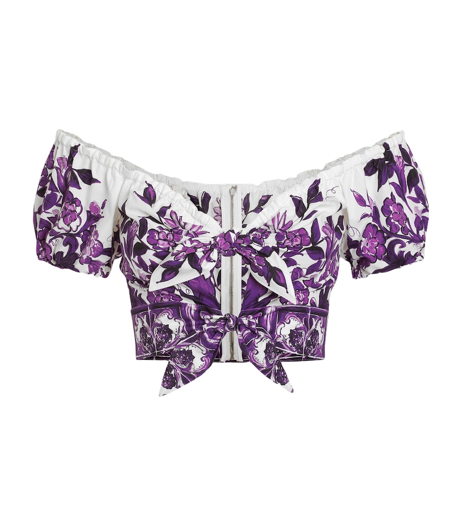 Dolce & Gabbana Multi Cotton Majolica Print Crop Top