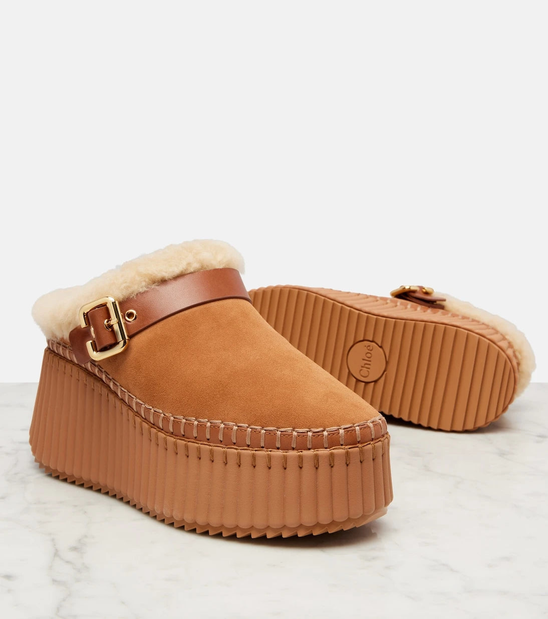 Chloé - Nama 80 suede platform mules