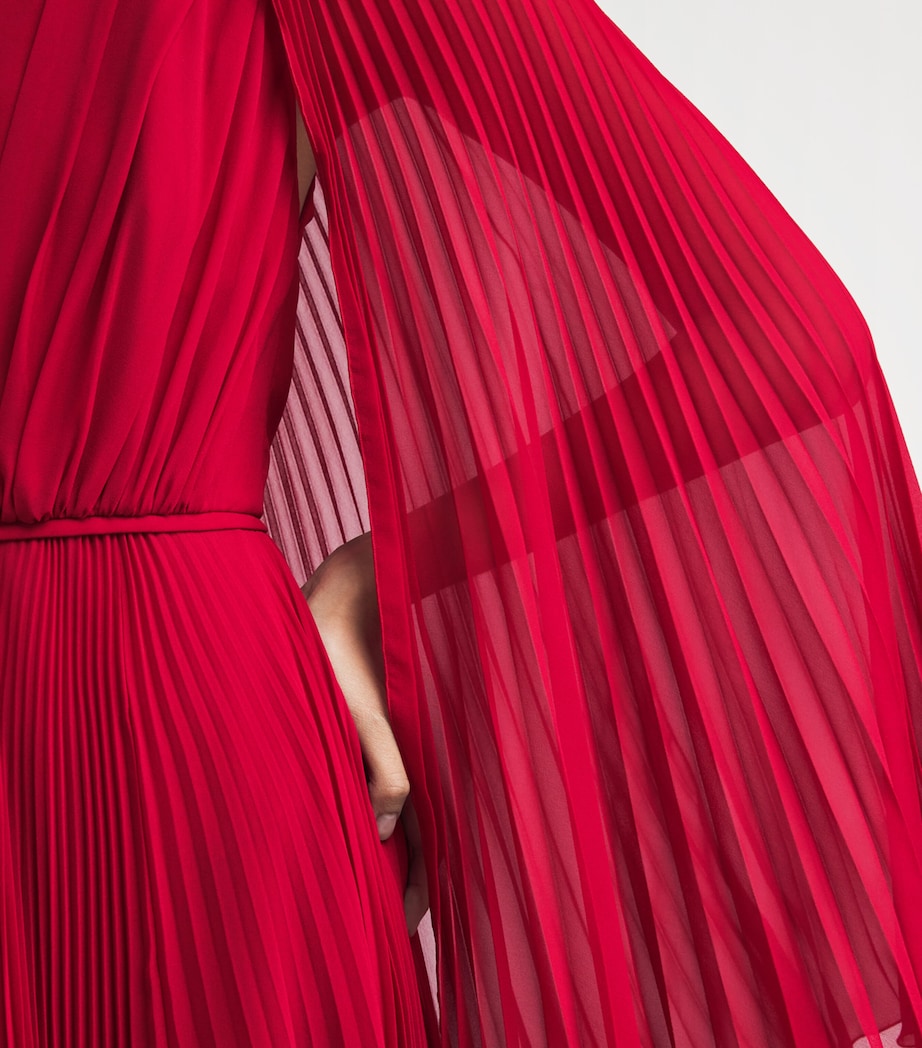 Red Silk-Georgette Pleated Gown