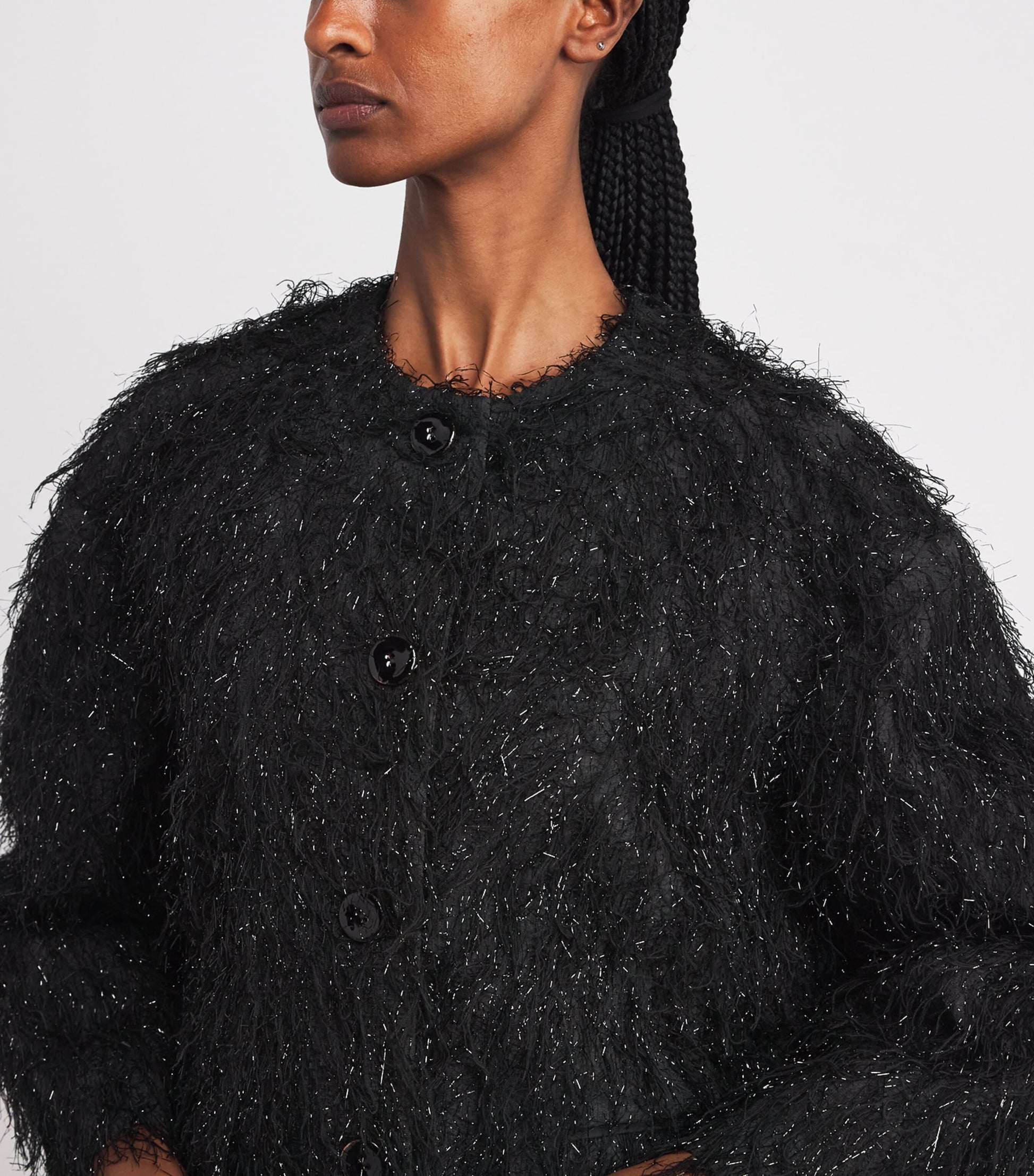 Erdem Black Fil Coupé Cropped Jacket