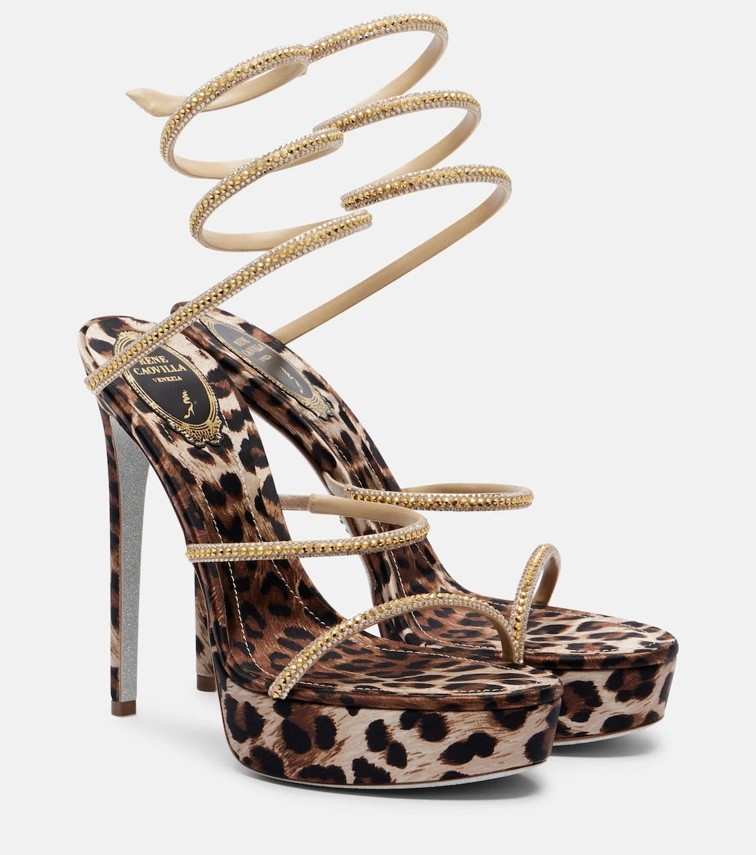 Rene Caovilla - Cleo embellished satin platform sandals