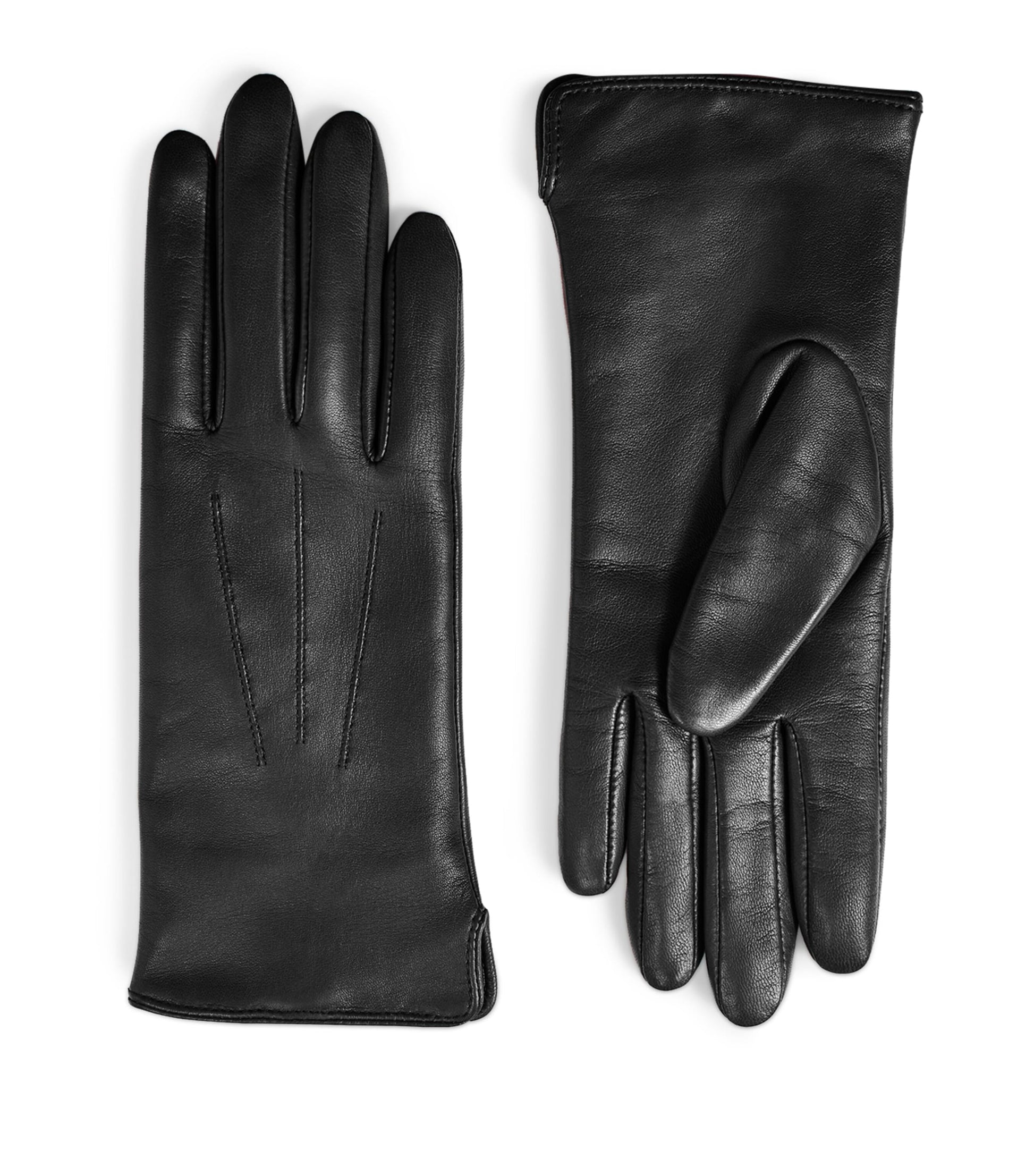 Aspinal Of London Black Women's Wool-Cashmere Lined Leather Gloves (Large)