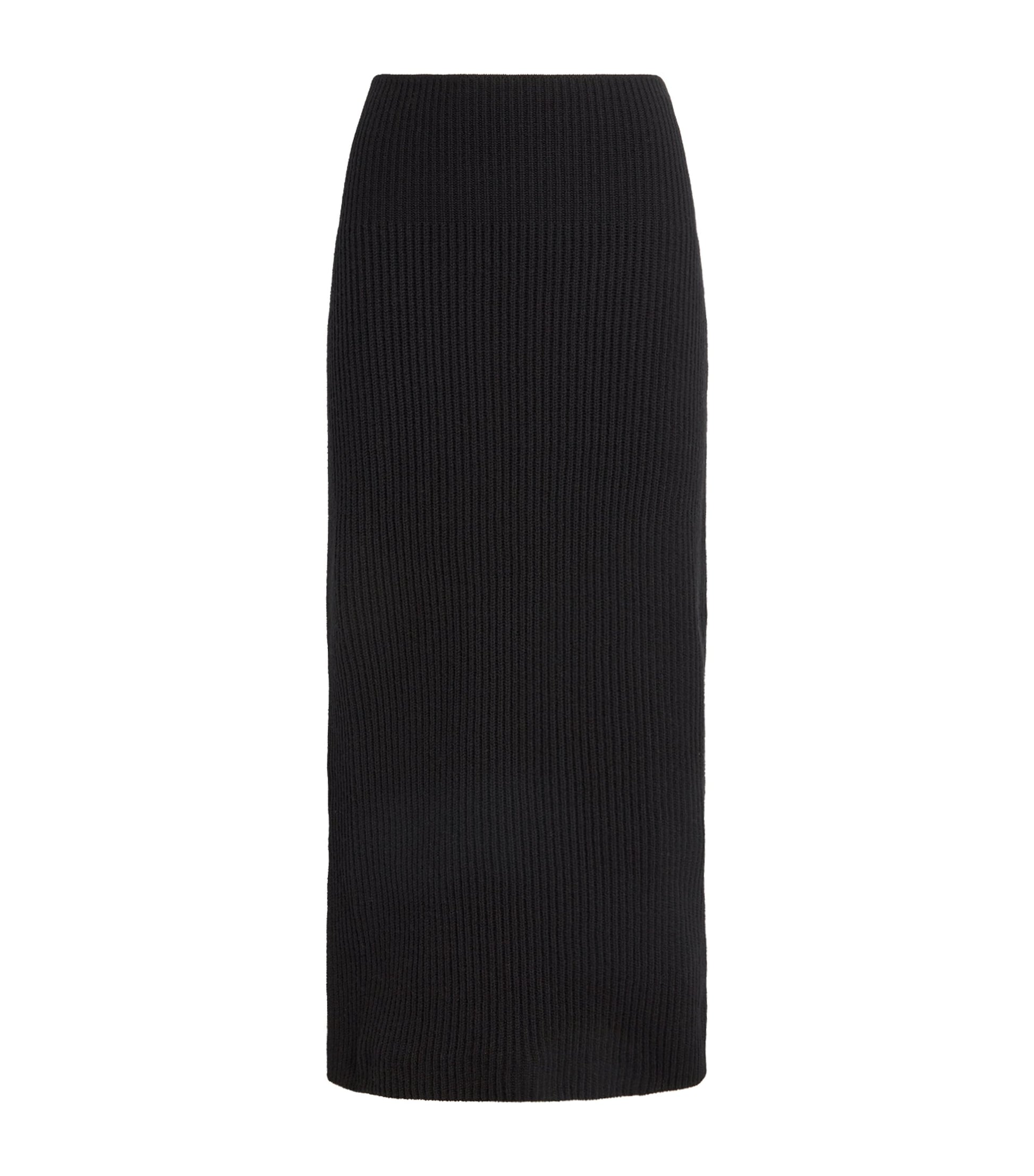 Iris Von Arnim Black Cashmere High-Waist Asina Midi Skirt