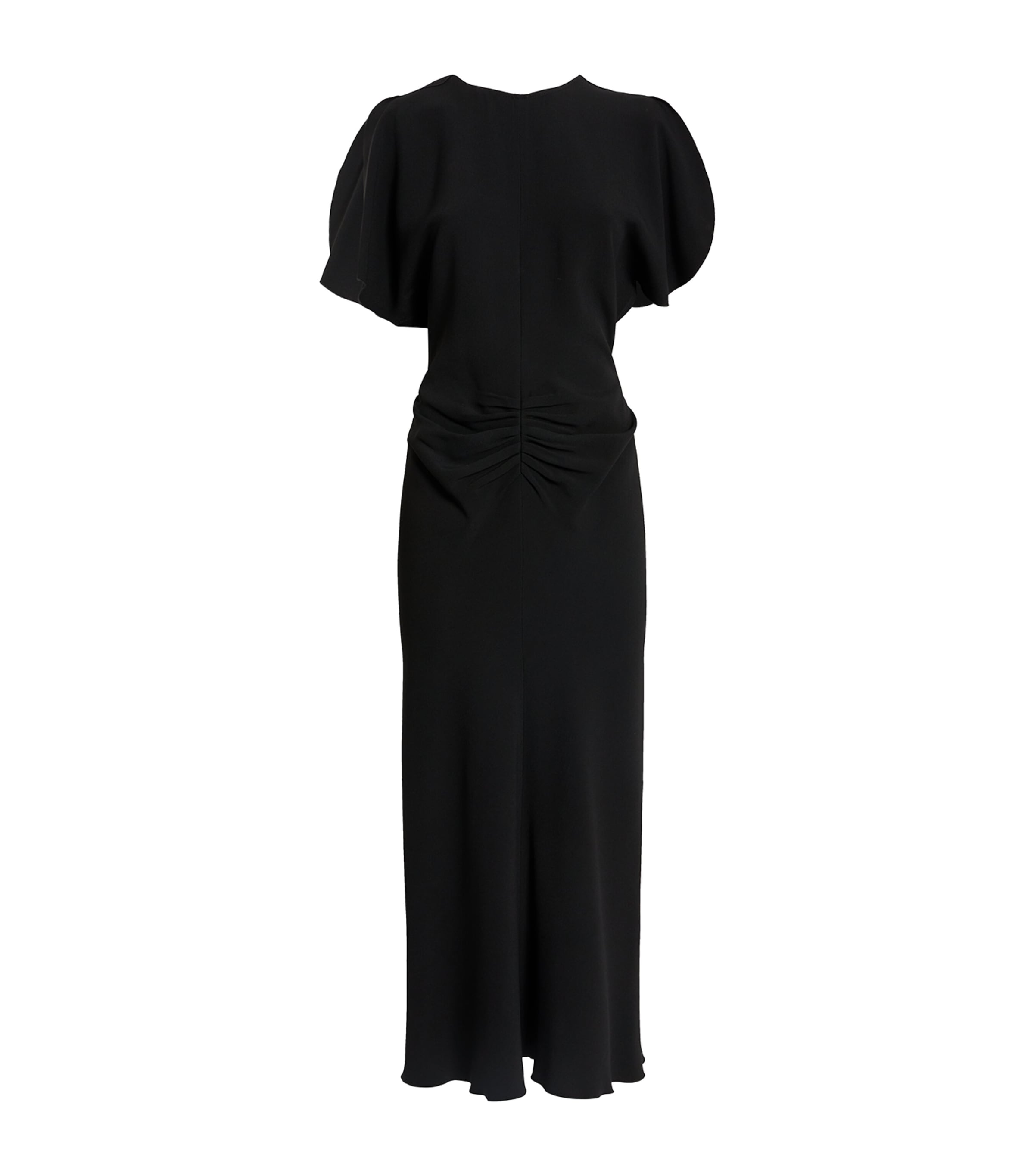 Victoria Beckham Black Gathered Midi Dress