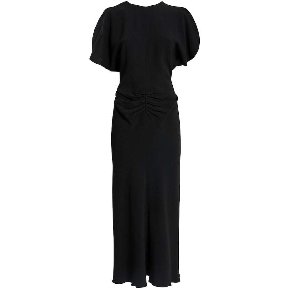 Victoria Beckham Black Gathered Midi Dress