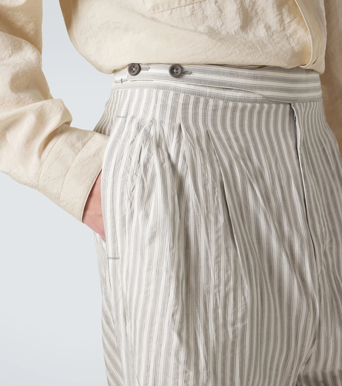 Zegna - Striped silk straight pants