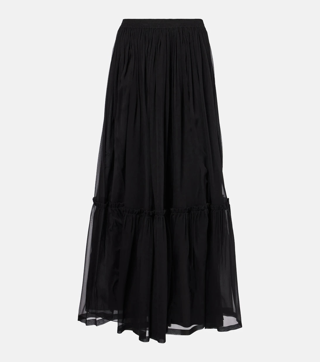Saint Laurent - Ruffled silk maxi skirt