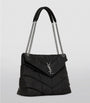 Saint Laurent Black Medium Loulou Puffer Matelassé Shoulder Bag