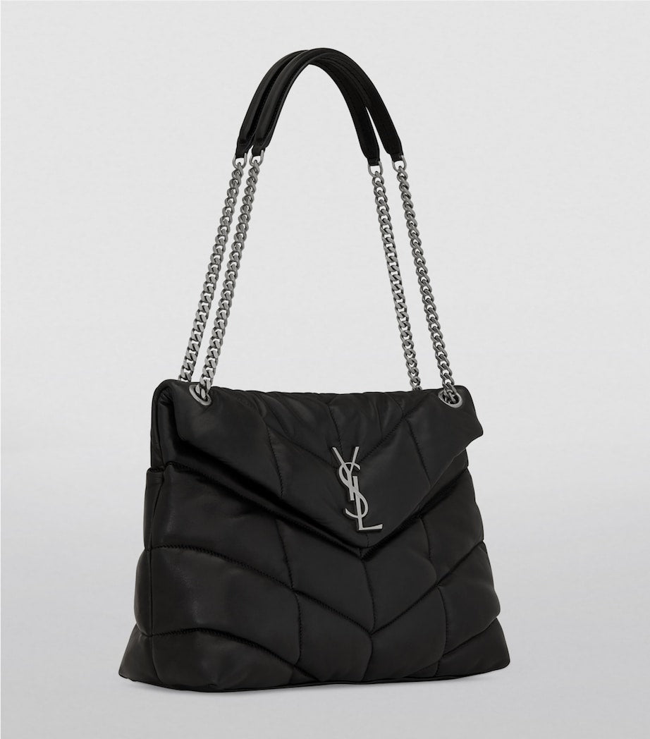 Saint Laurent Black Medium Loulou Puffer Matelassé Shoulder Bag