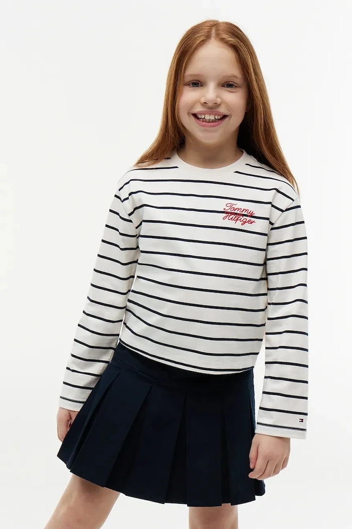 Tommy Hilfiger çocuklar için pamuklu uzun kollu bluz