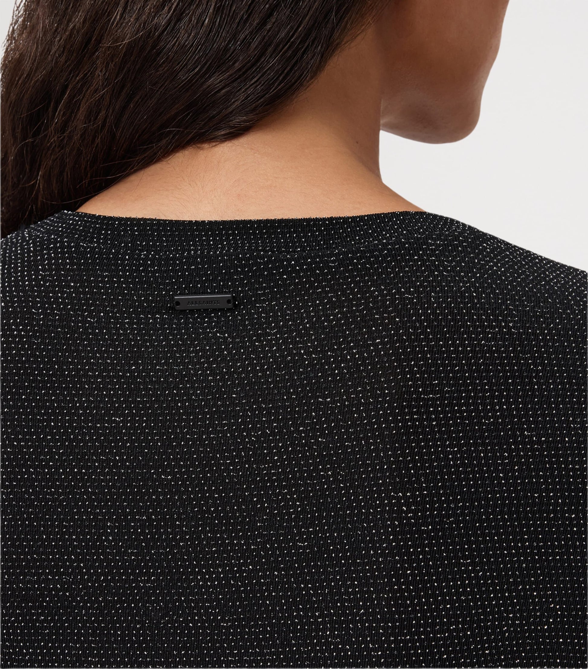 AllSaints Grey Metallic Skylar Crop Top