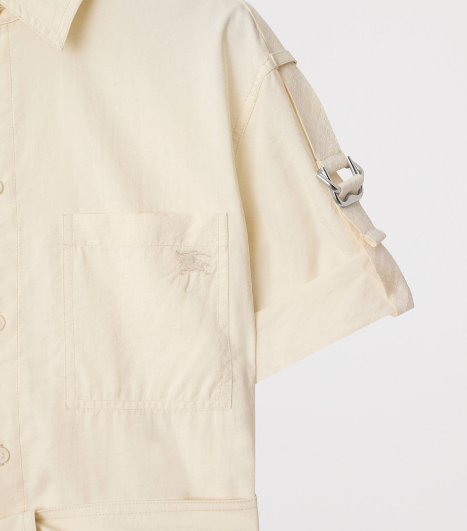 White Silk-Blend Shirt Dress