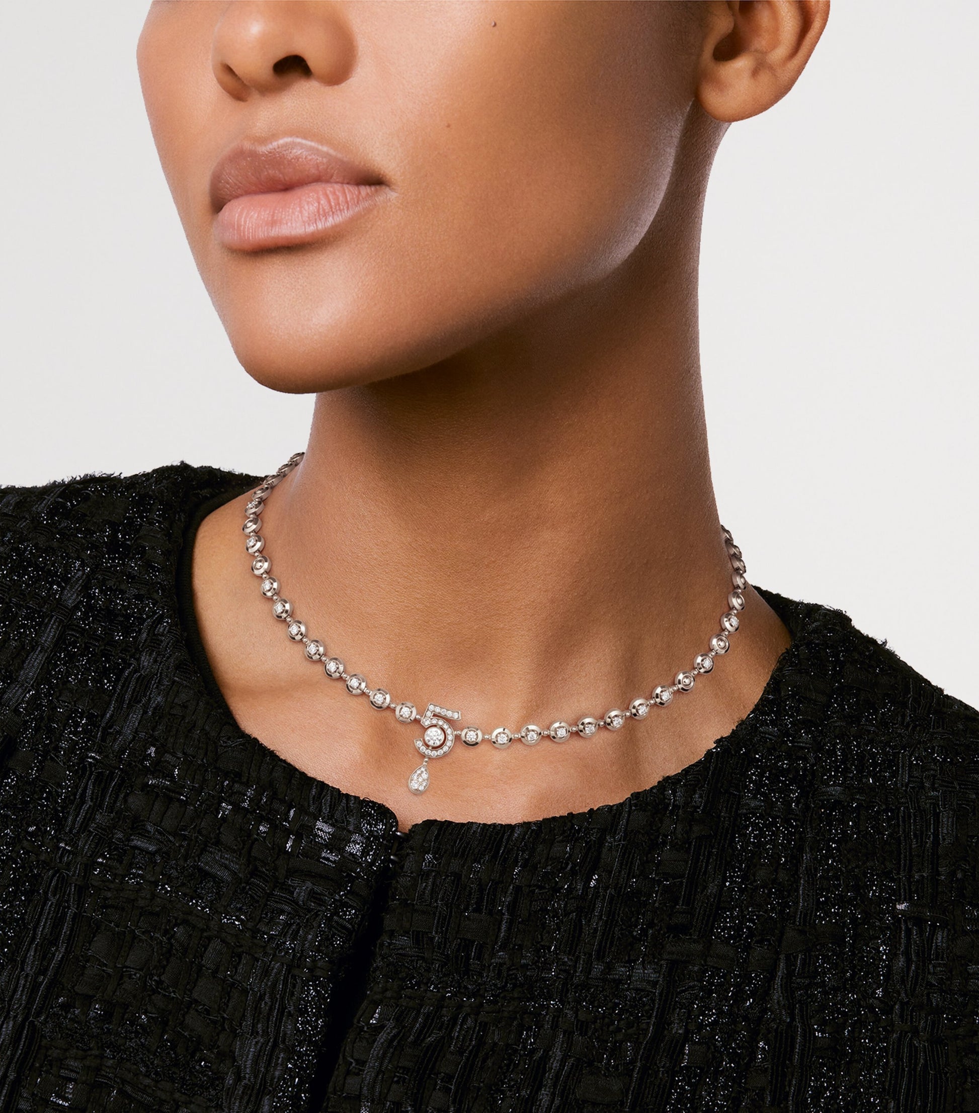 CHANEL White Gold and Diamond Eternal N°5 Necklace