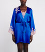 Blue Silk Lace-Trim Bénédicte Short Robe